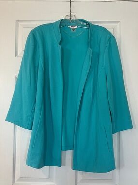 TanJay Teal Open-Front Blazer
